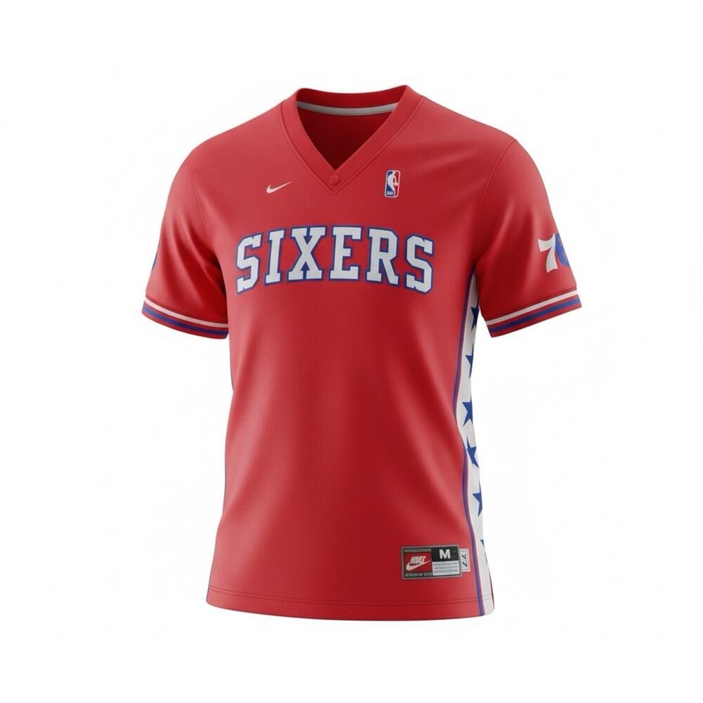 Vintage Nike Philadelphia 76ers Sixers Warm Up Rewind Shooting Shirt NBA Size M